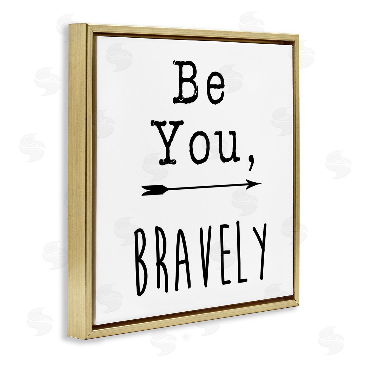 J. Weiss Be You Bravely Encouraging Typography Arrow Motif Gold Floating Frame Canvas Wall Art Print