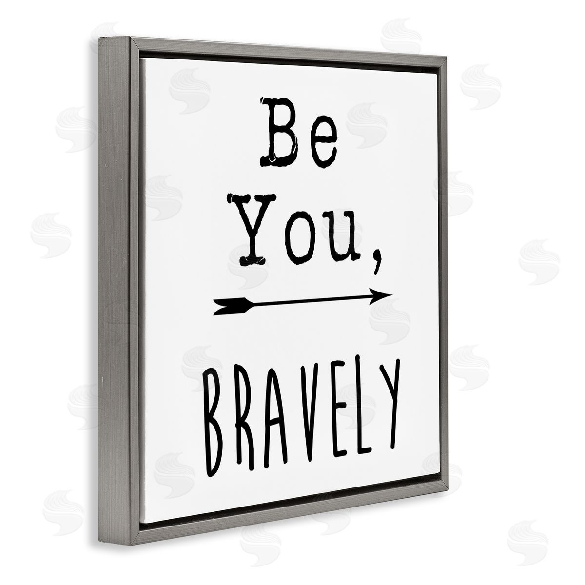 J. Weiss Be You Bravely Encouraging Typography Arrow Motif Gray Floating Frame Canvas Wall Art Print