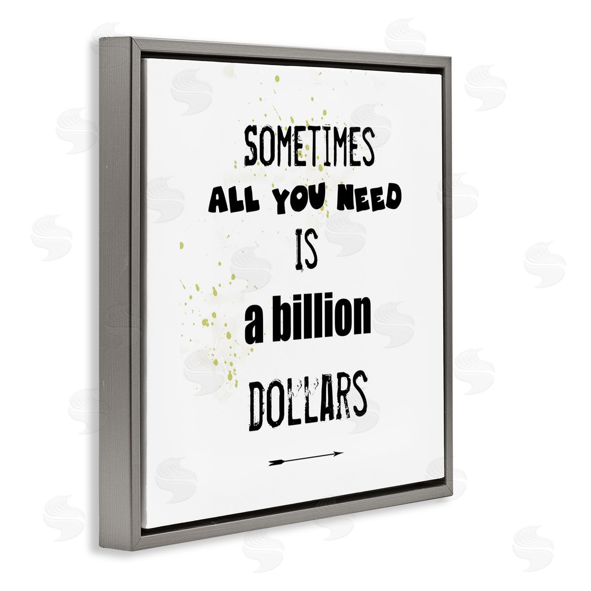 J. Weiss Need a Billion Dollars Humorous Speckled Typography  Gray Floating Frame Canvas Wall Art Print