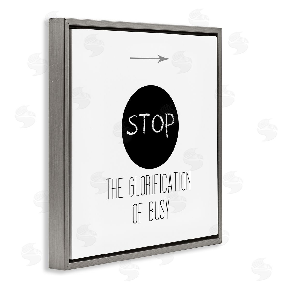 J. Weiss Stop Glorification of Busy Comforting Restful Quote Gray Floating Frame Canvas Wall Art Print