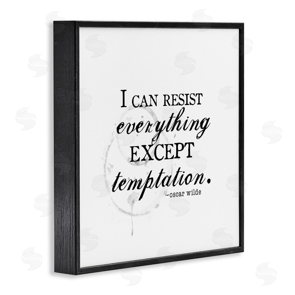 J. Weiss Resist Temptation Oscar Wilde Quote Vintage Stain Motif Black Framed Glicee Wall Art Print