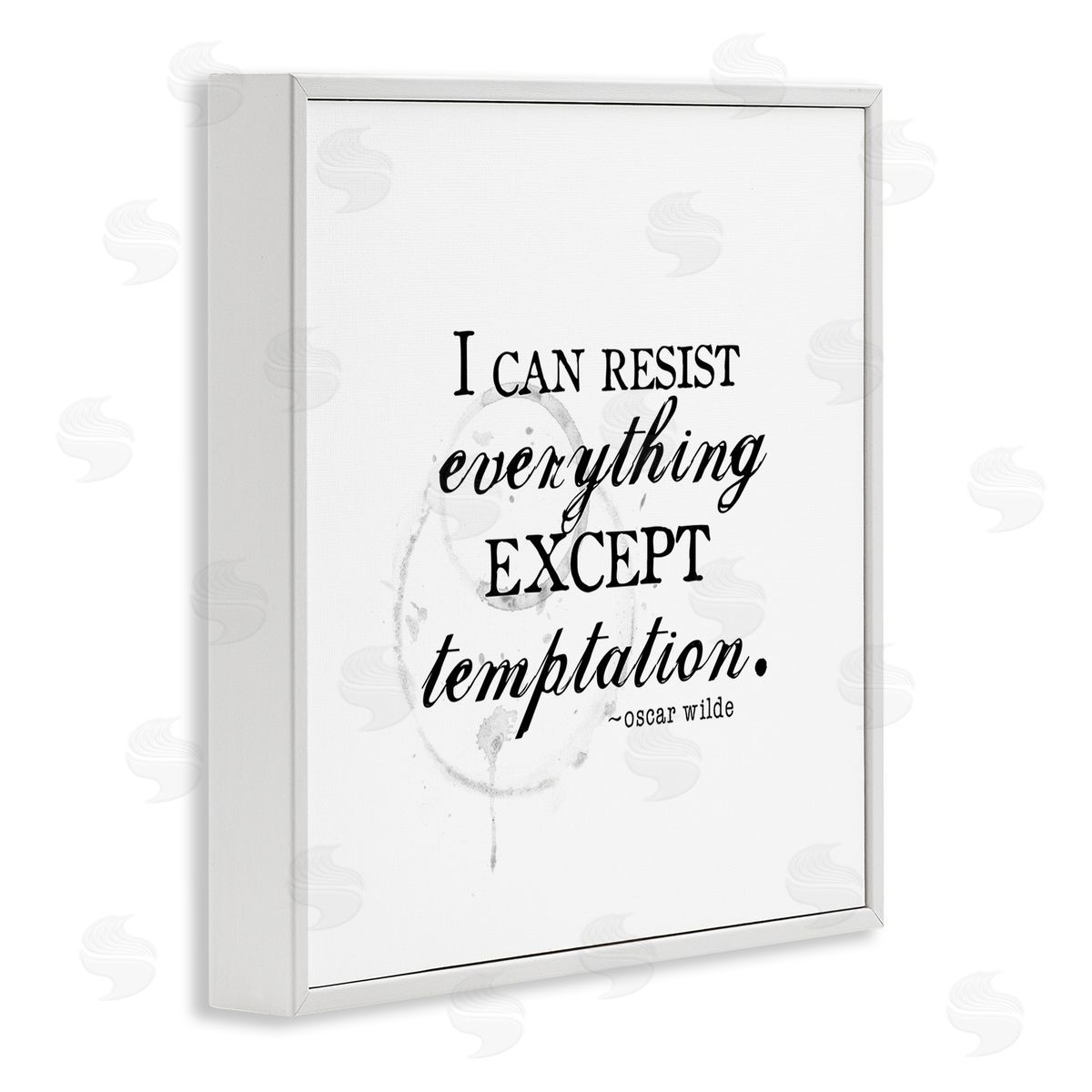 J. Weiss Resist Temptation Oscar Wilde Quote Vintage Stain Motif White Framed Glicee Wall Art Print