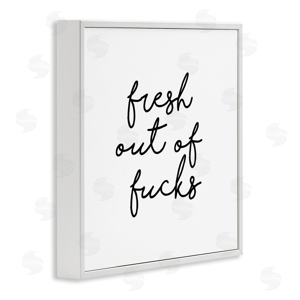 J. Weiss Fresh Out Of F*** Humorous Cursive Calligraphy  White Framed Glicee Wall Art Print