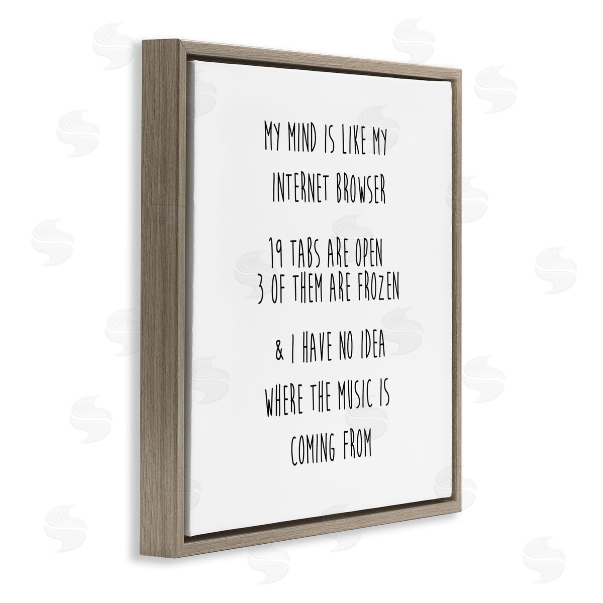 J. Weiss My Mind Is Like Internet Browser Witty Phrase  Brown Floating Frame Canvas Wall Art Print