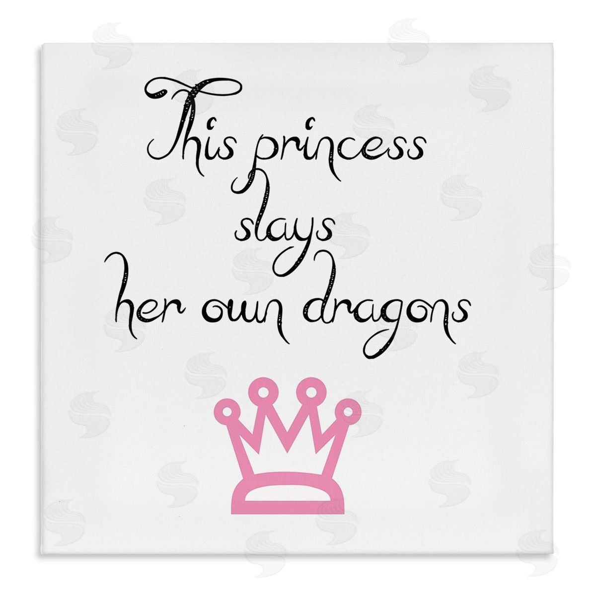 J. Weiss Motivational Princess Quote Girl Power Pink Crown Stretched Canvas Wall Art Print
