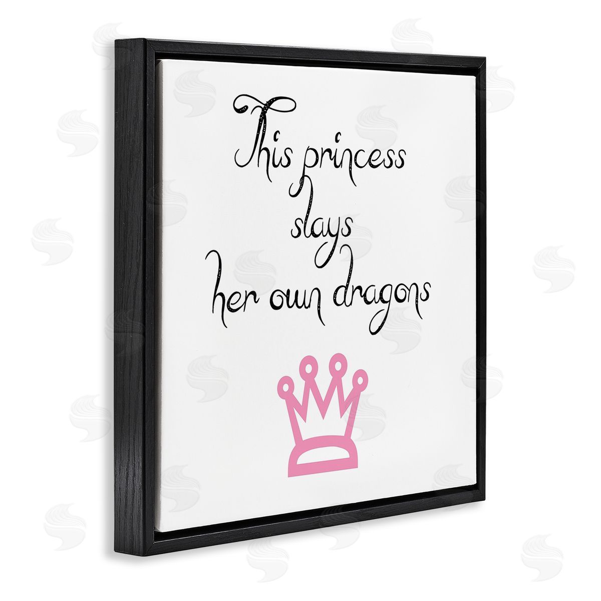 J. Weiss Motivational Princess Quote Girl Power Pink Crown Black Floating Frame Canvas Wall Art Print