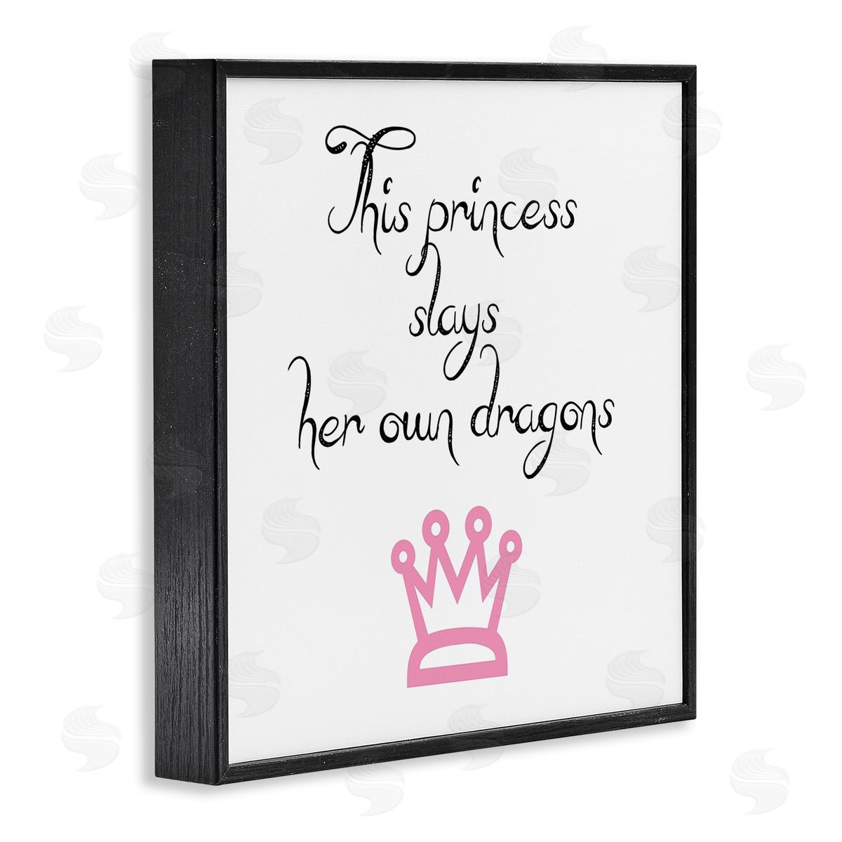 J. Weiss Motivational Princess Quote Girl Power Pink Crown Black Framed Glicee Wall Art Print