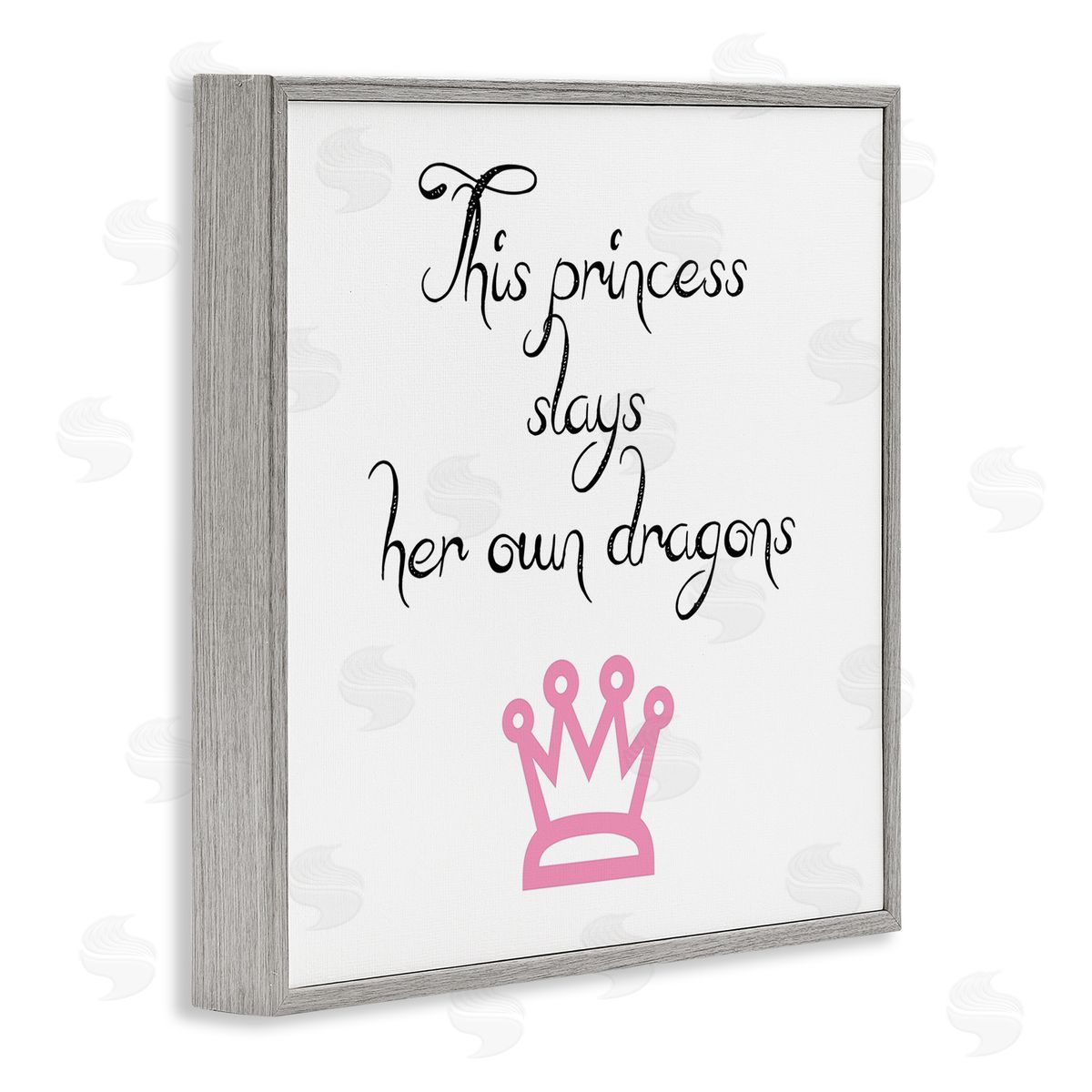 J. Weiss Motivational Princess Quote Girl Power Pink Crown Gray Framed Glicee Wall Art Print