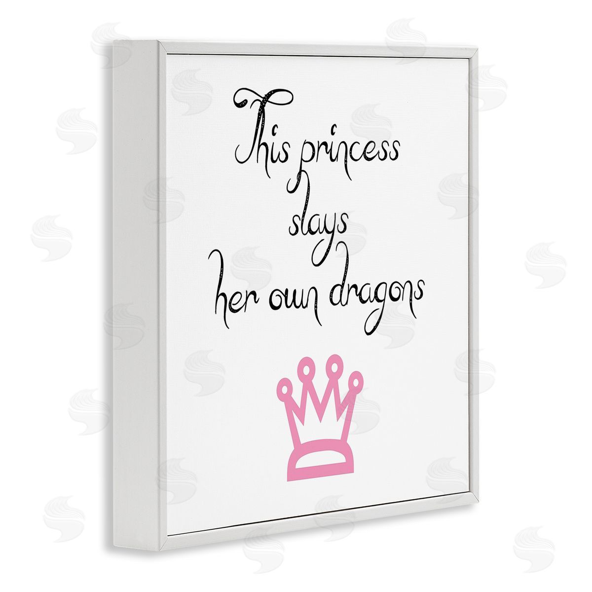 J. Weiss Motivational Princess Quote Girl Power Pink Crown White Framed Glicee Wall Art Print