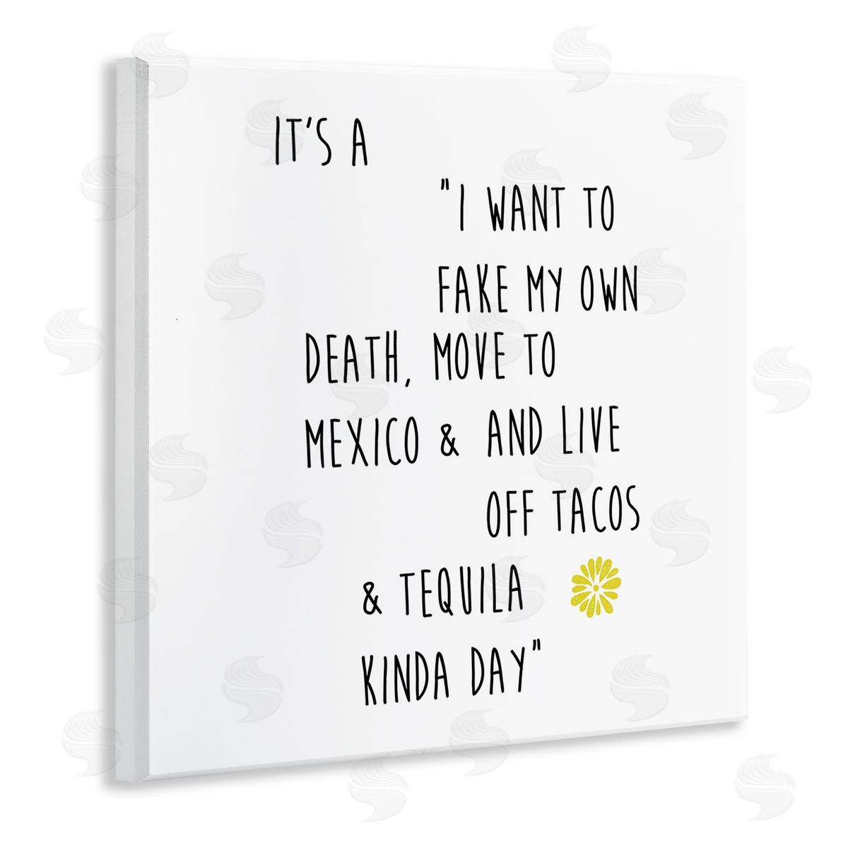 J. Weiss Moving to Mexico Humorous Typography Phrase Yellow Accent Wooden Wall Plaque Art Print