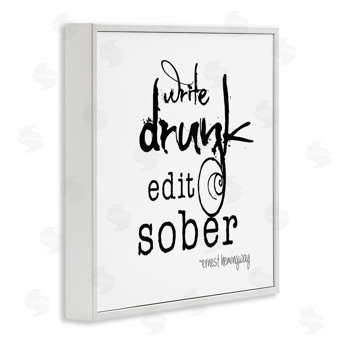 J. Weiss Write Drunk Edit Sober Bold Hemingway Quote  White Framed Glicee Wall Art Print
