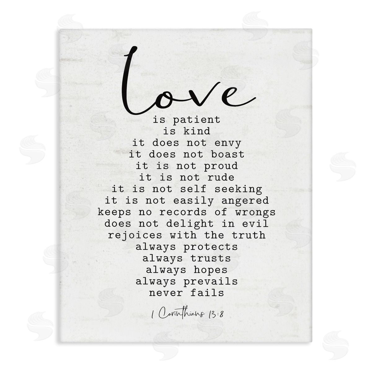Lettered and Lined Love Is... Spiritual Scripture Inspirational Religious Sentiment Stretched Canvas Wall Art Print