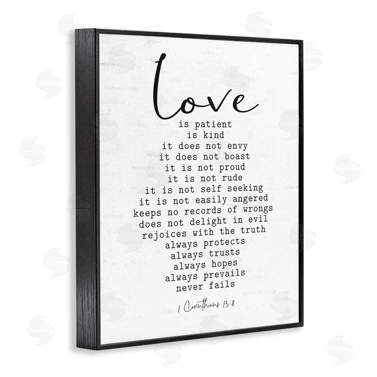Lettered and Lined Love Is... Spiritual Scripture Inspirational Religious Sentiment Black Framed Giclee Wall Art Print