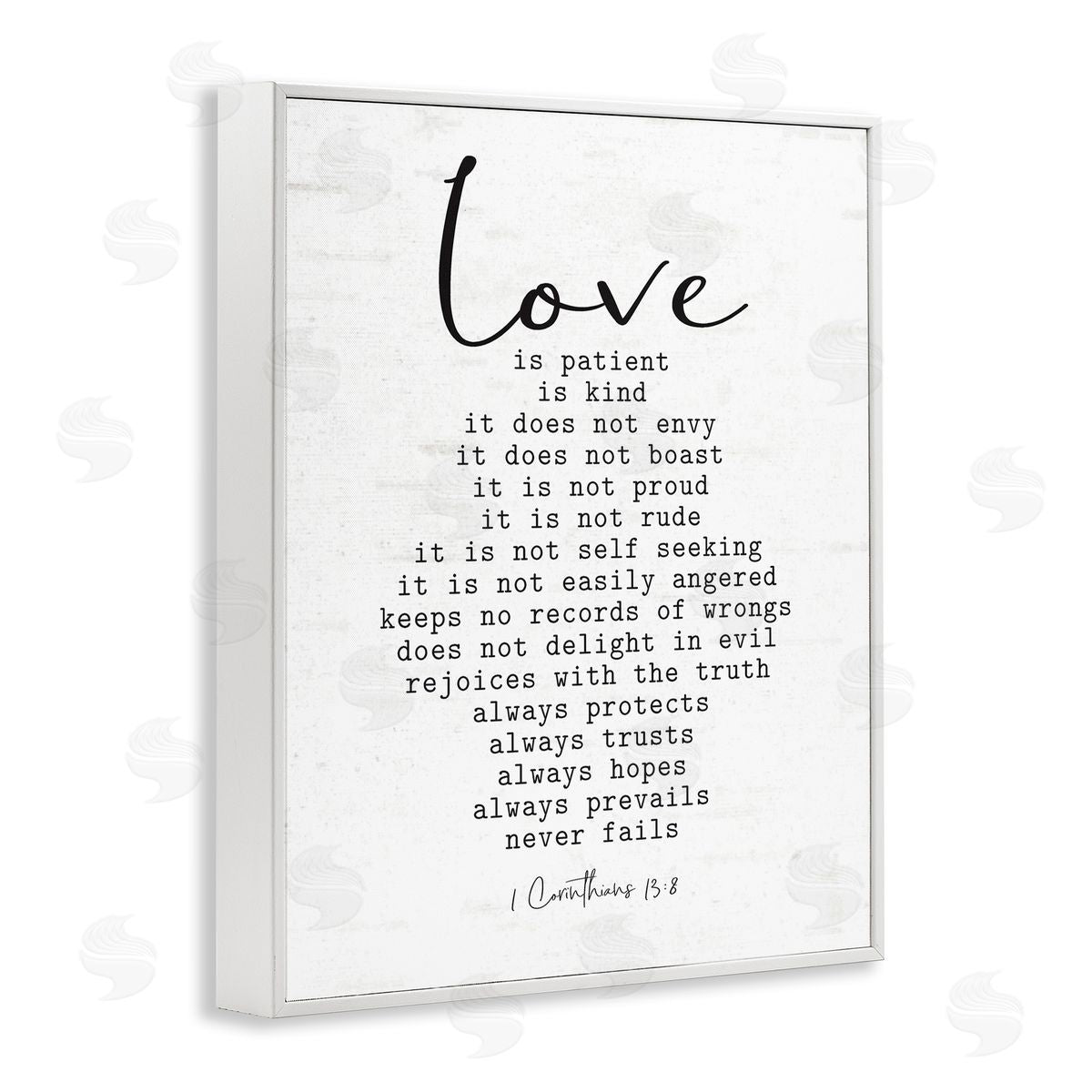 Lettered and Lined Love Is... Spiritual Scripture Inspirational Religious Sentiment White Framed Giclee Wall Art Print