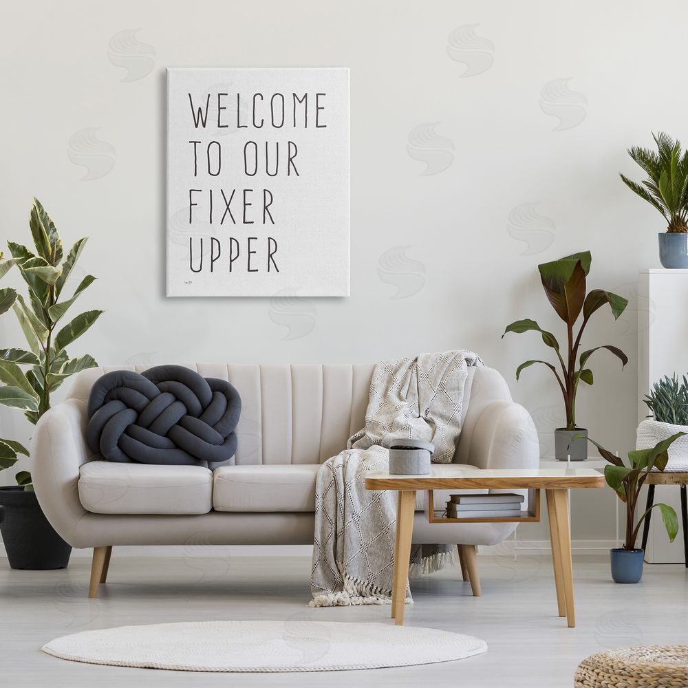 Lux + Mes Fixer Upper Home Welcome Sign Casual Typography Canvas Wall Art Print in Room