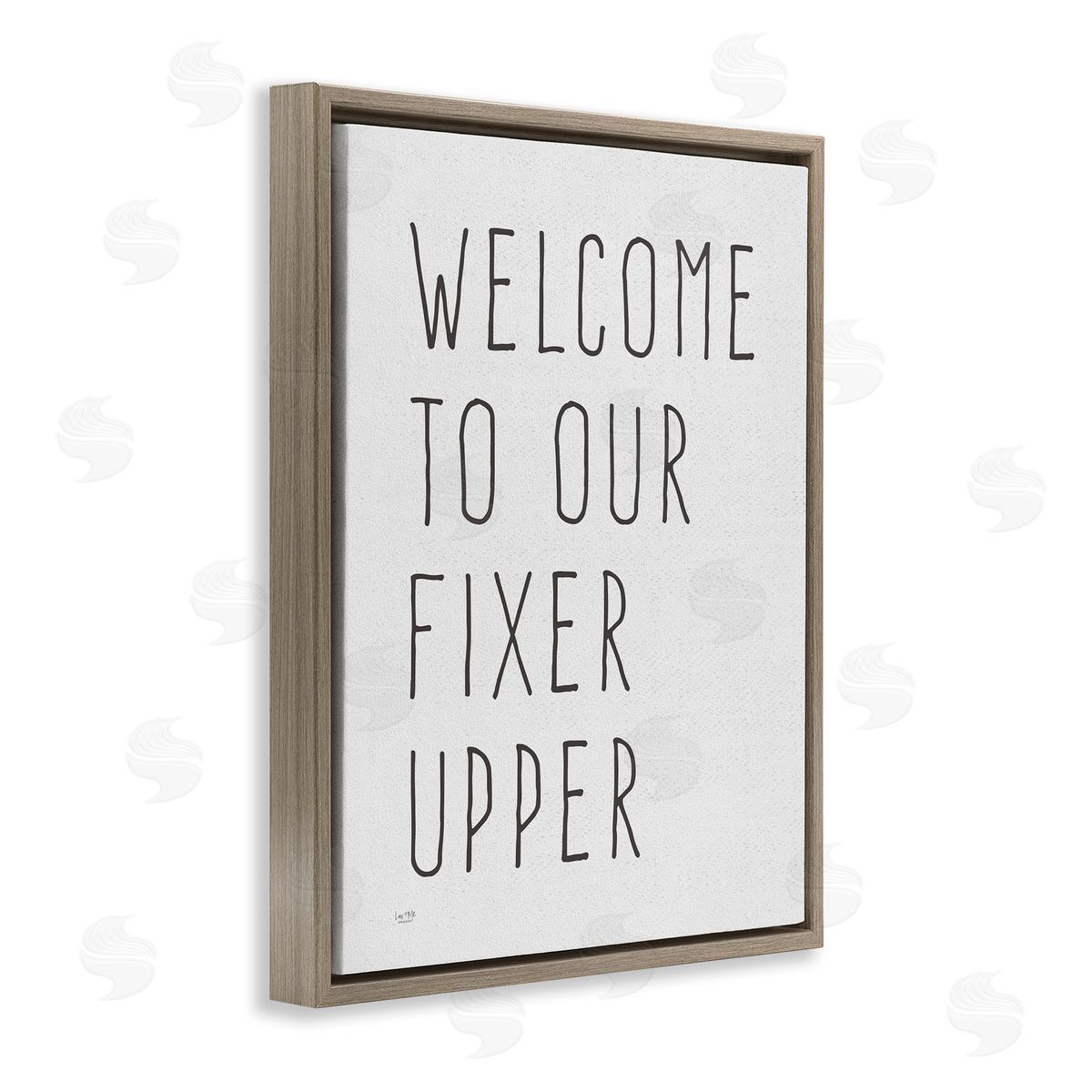 Lux + Mes Fixer Upper Home Welcome Sign Casual Typography Brown Floating Frame Canvas Wall Art Print