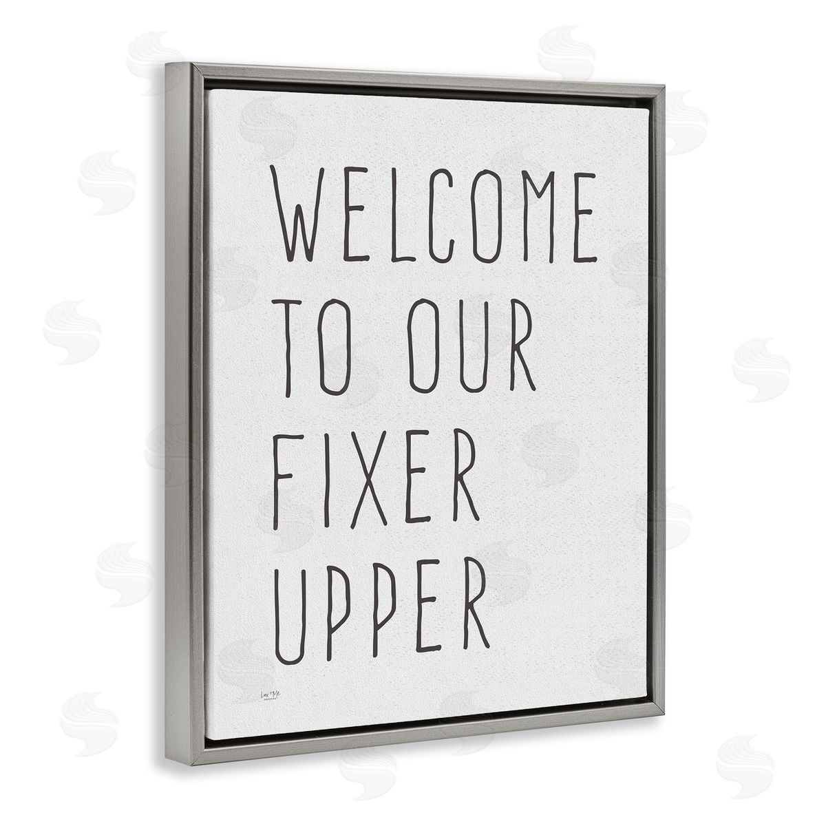 Lux + Mes Fixer Upper Home Welcome Sign Casual Typography Gray Floating Frame Canvas Wall Art Print