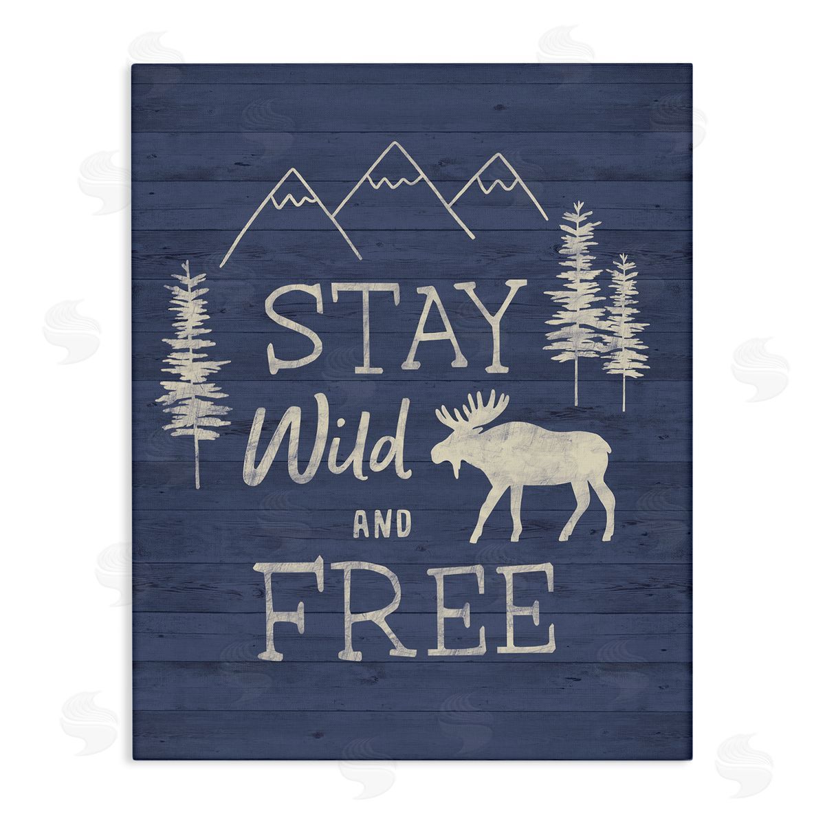 Nina Seven Stay Wild & Free Moose Mountain Scene Rustic Wildlife Stretched Canvas Wall Art Print