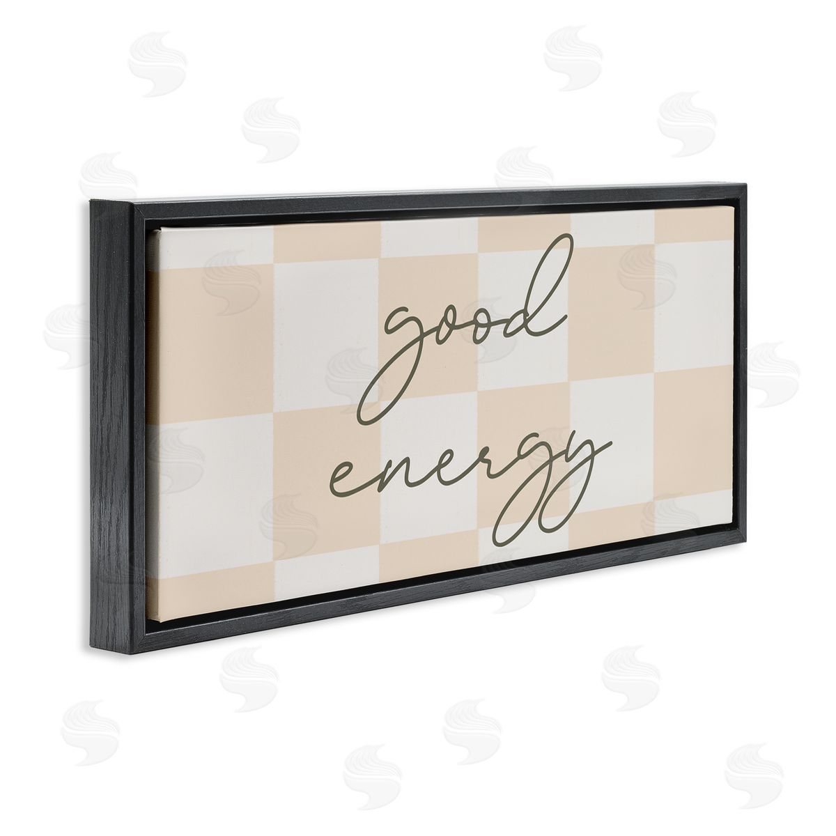 Stupell Studio Good Energy Script Checkered Neutral Beige Tones