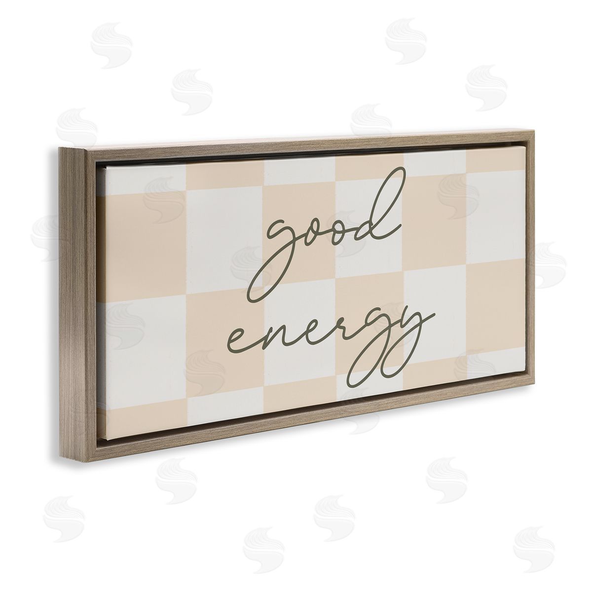 Stupell Studio Good Energy Script Checkered Neutral Beige Tones