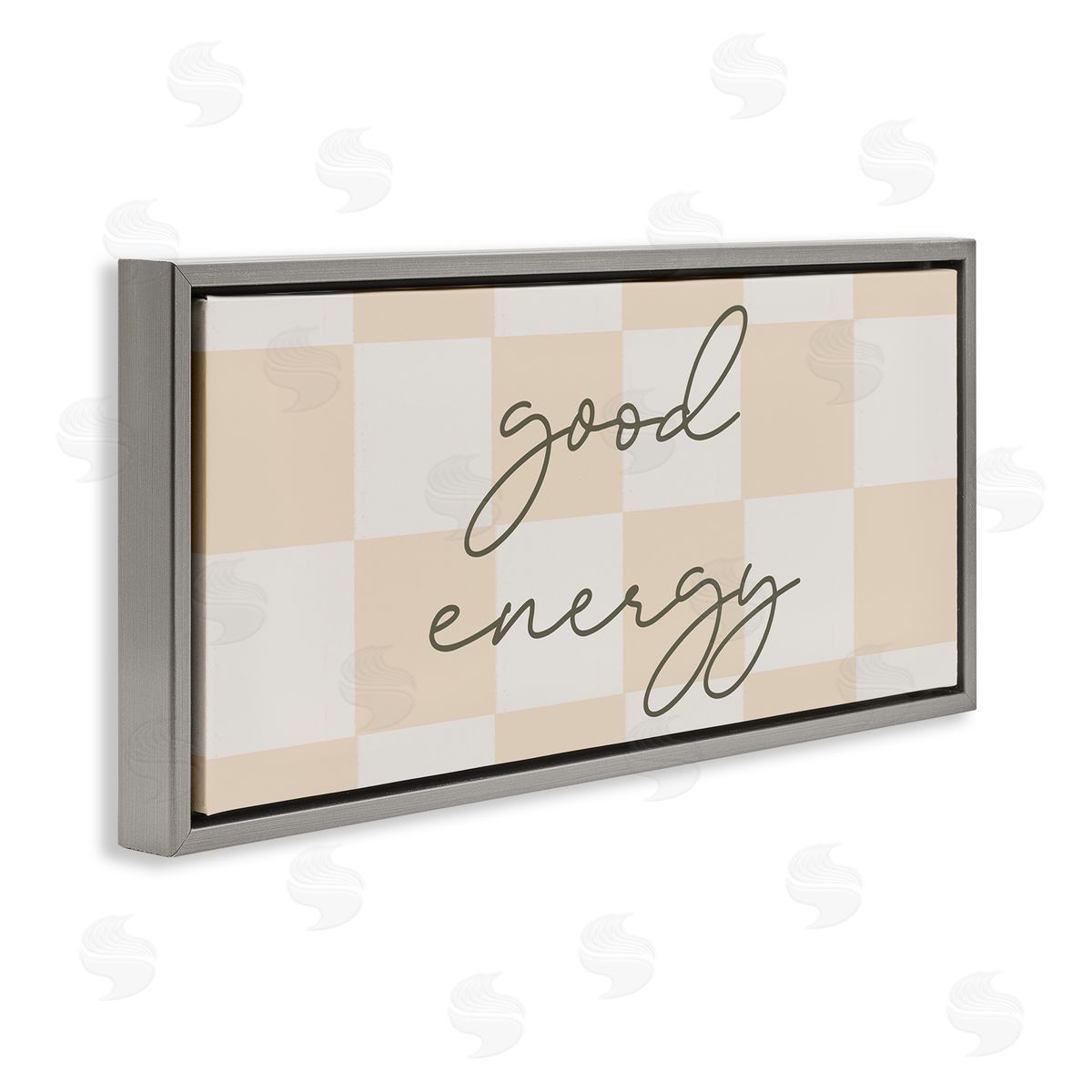 Stupell Studio Good Energy Script Checkered Neutral Beige Tones