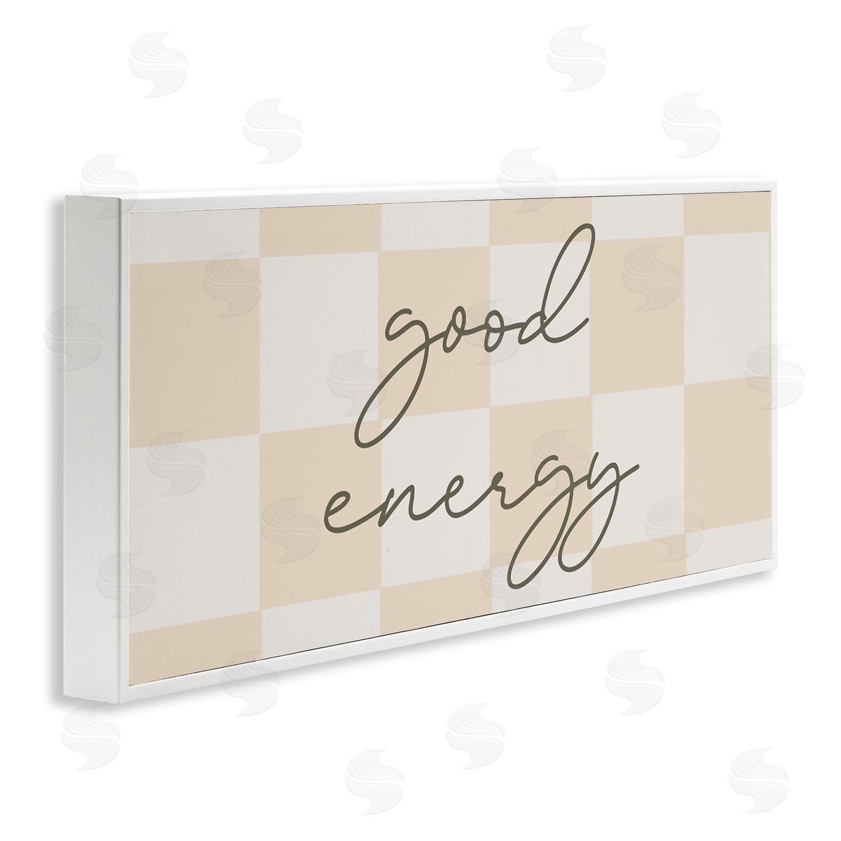 Stupell Studio Good Energy Script Checkered Neutral Beige Tones