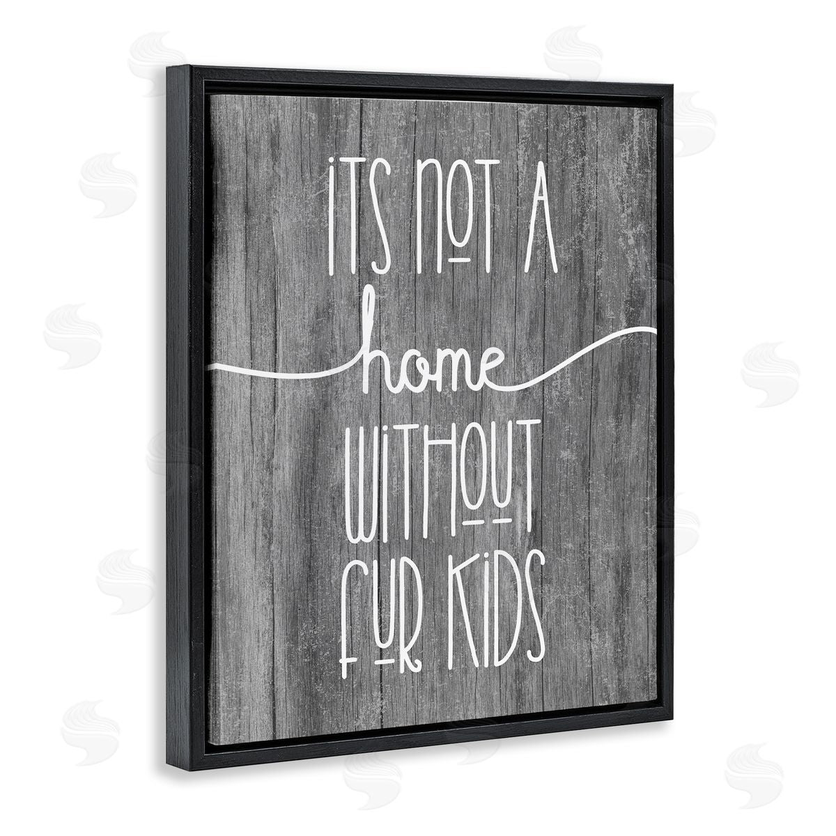 Stupell Studio Fur Kids Animal Lover Rustic Tree Pattern  Black Floating Frame Canvas Wall Art Print