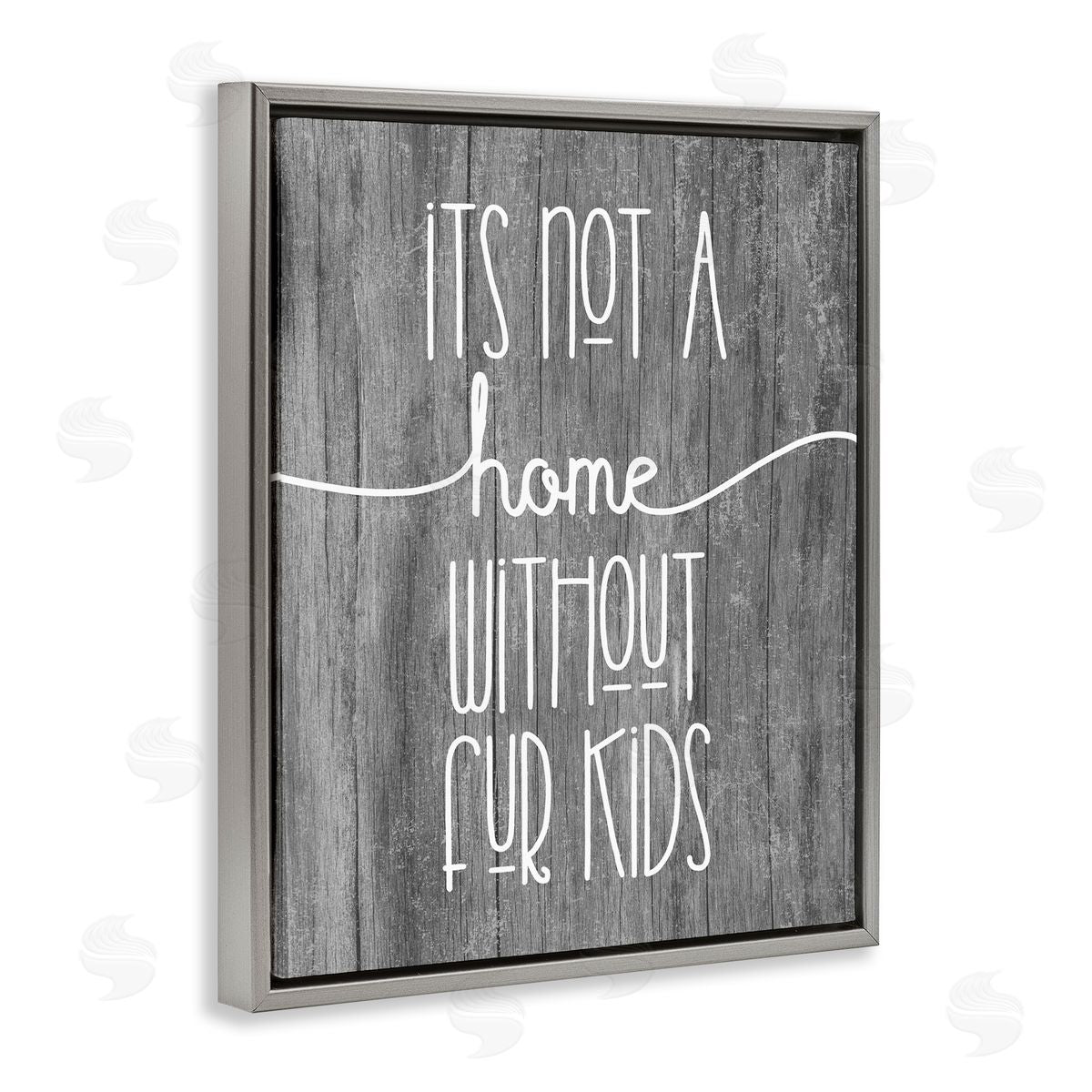 Stupell Studio Fur Kids Animal Lover Rustic Tree Pattern  Gray Floating Frame Canvas Wall Art Print