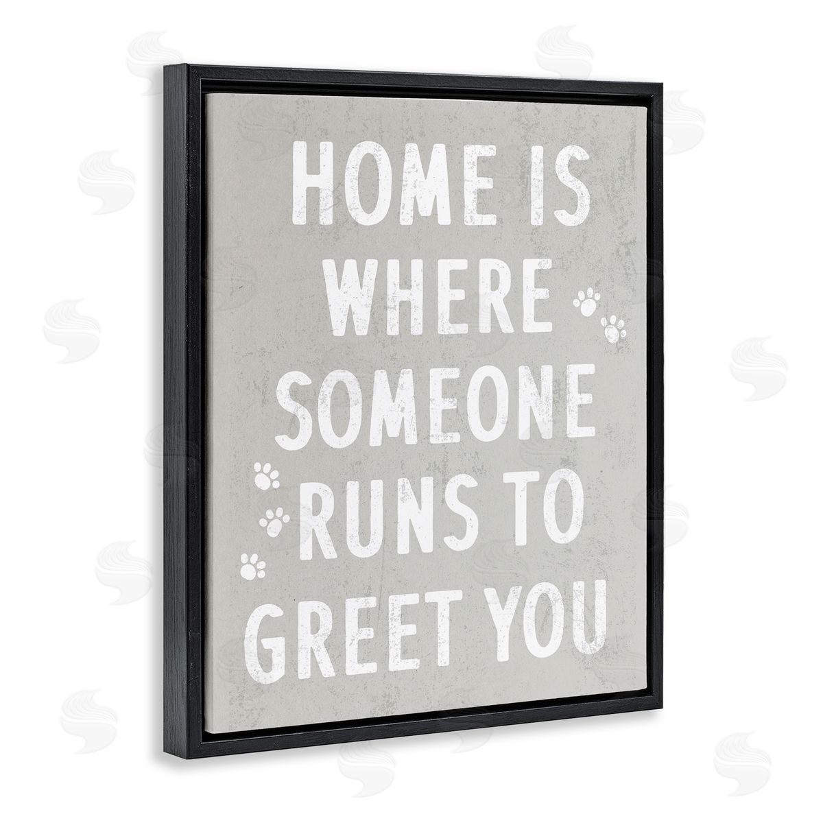 Stupell Studio Pet Parents Home Sentiment Animal Paw Prints  Black Floating Frame Canvas Wall Art Print