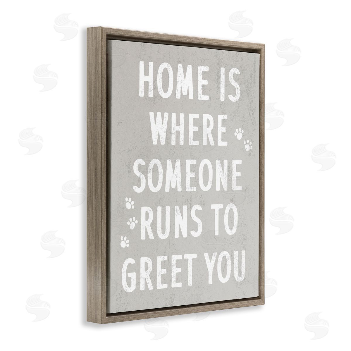 Stupell Studio Pet Parents Home Sentiment Animal Paw Prints  Brown Floating Frame Canvas Wall Art Print