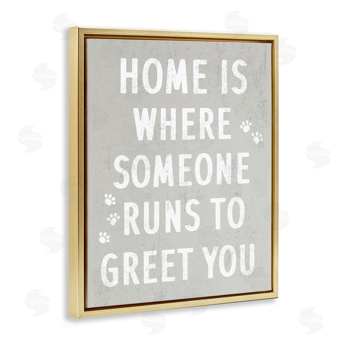 Stupell Studio Pet Parents Home Sentiment Animal Paw Prints  Gold Floating Frame Canvas Wall Art Print