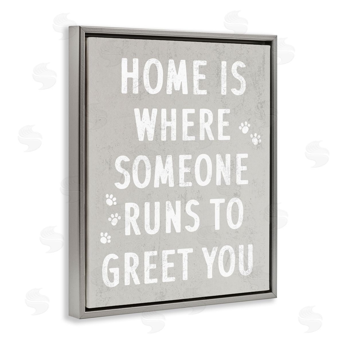 Stupell Studio Pet Parents Home Sentiment Animal Paw Prints  Gray Floating Frame Canvas Wall Art Print