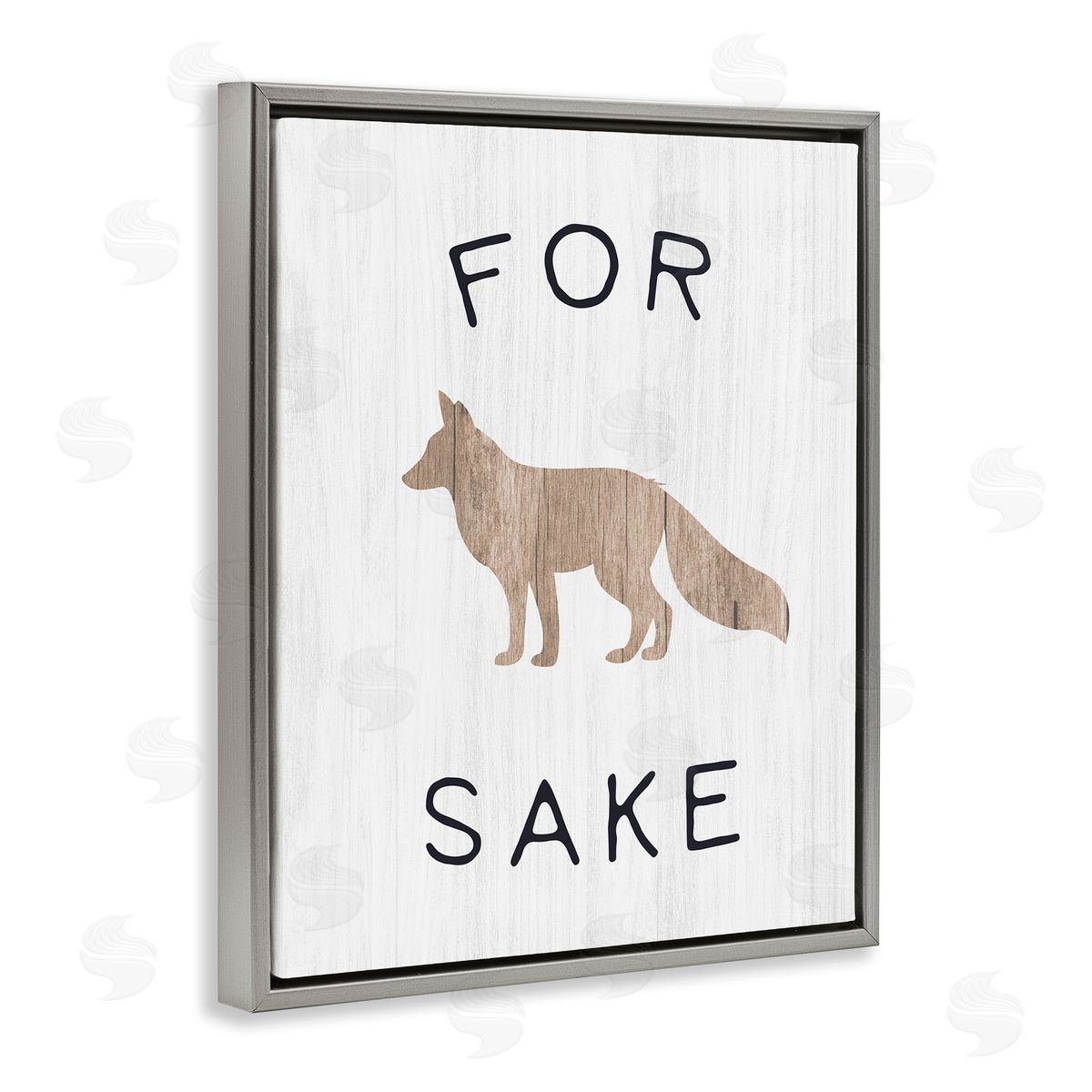Stupell Studio For Fox Sake Humorous Rustic Woodland Wildlife  Gray Floating Frame Canvas Wall Art Print