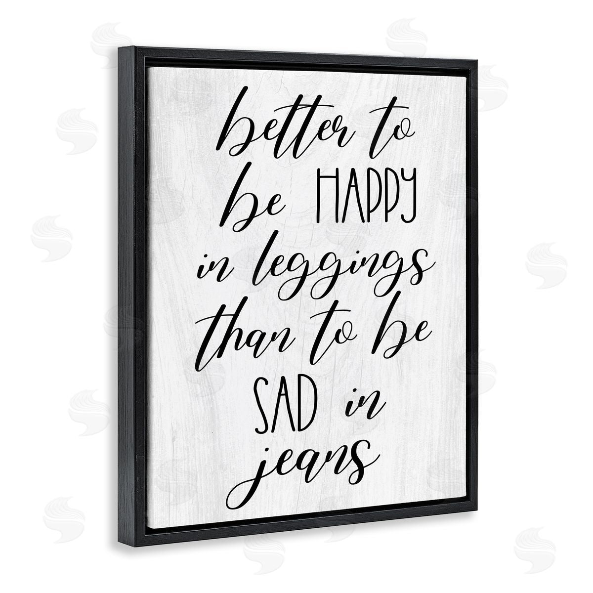 Stupell Studio Happy In Leggings Funny Fashion Calligraphy Saying Black Floating Frame Canvas Wall Art Print