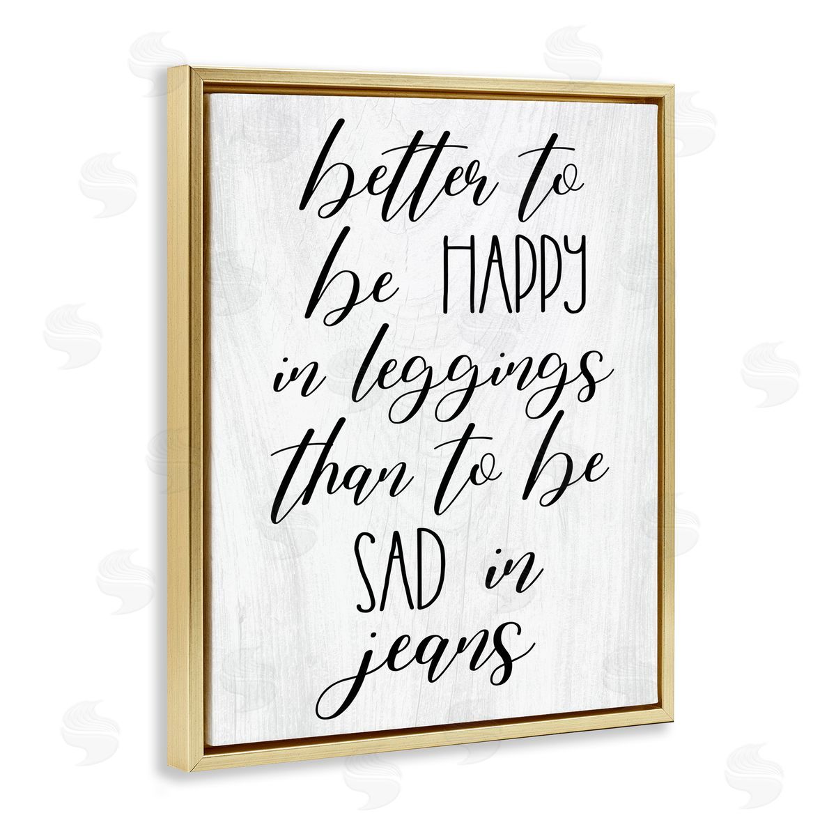 Stupell Studio Happy In Leggings Funny Fashion Calligraphy Saying Gold Floating Frame Canvas Wall Art Print