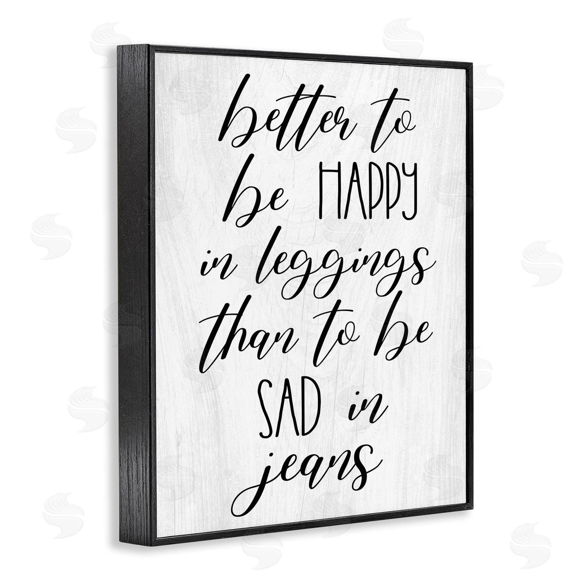 Stupell Studio Happy In Leggings Funny Fashion Calligraphy Saying Black Framed Giclee Wall Art Print