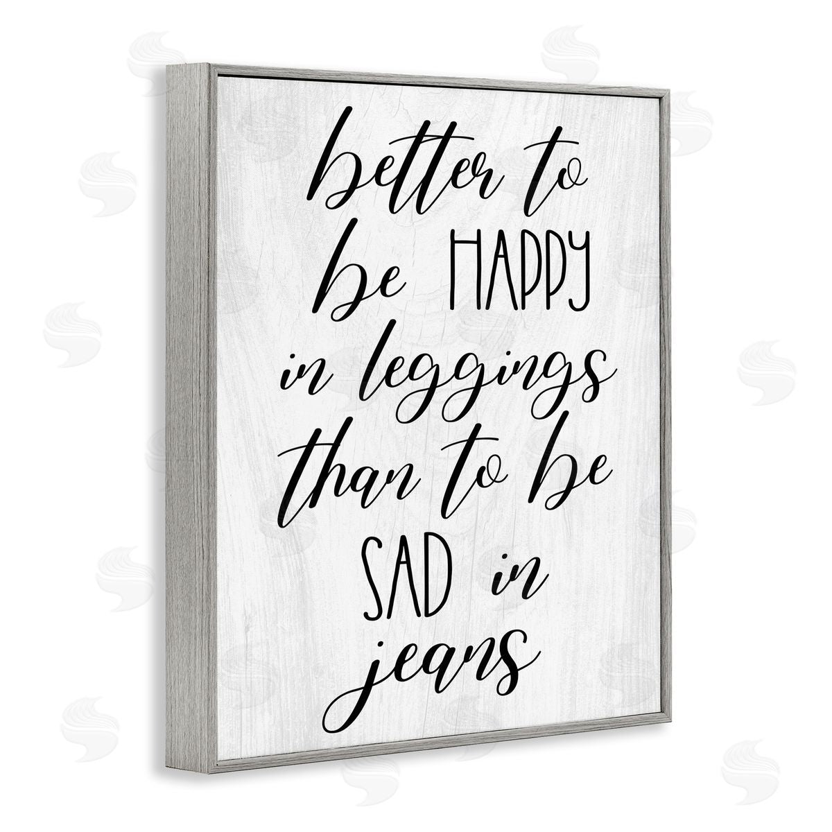 Stupell Studio Happy In Leggings Funny Fashion Calligraphy Saying Gray Framed Giclee Wall Art Print