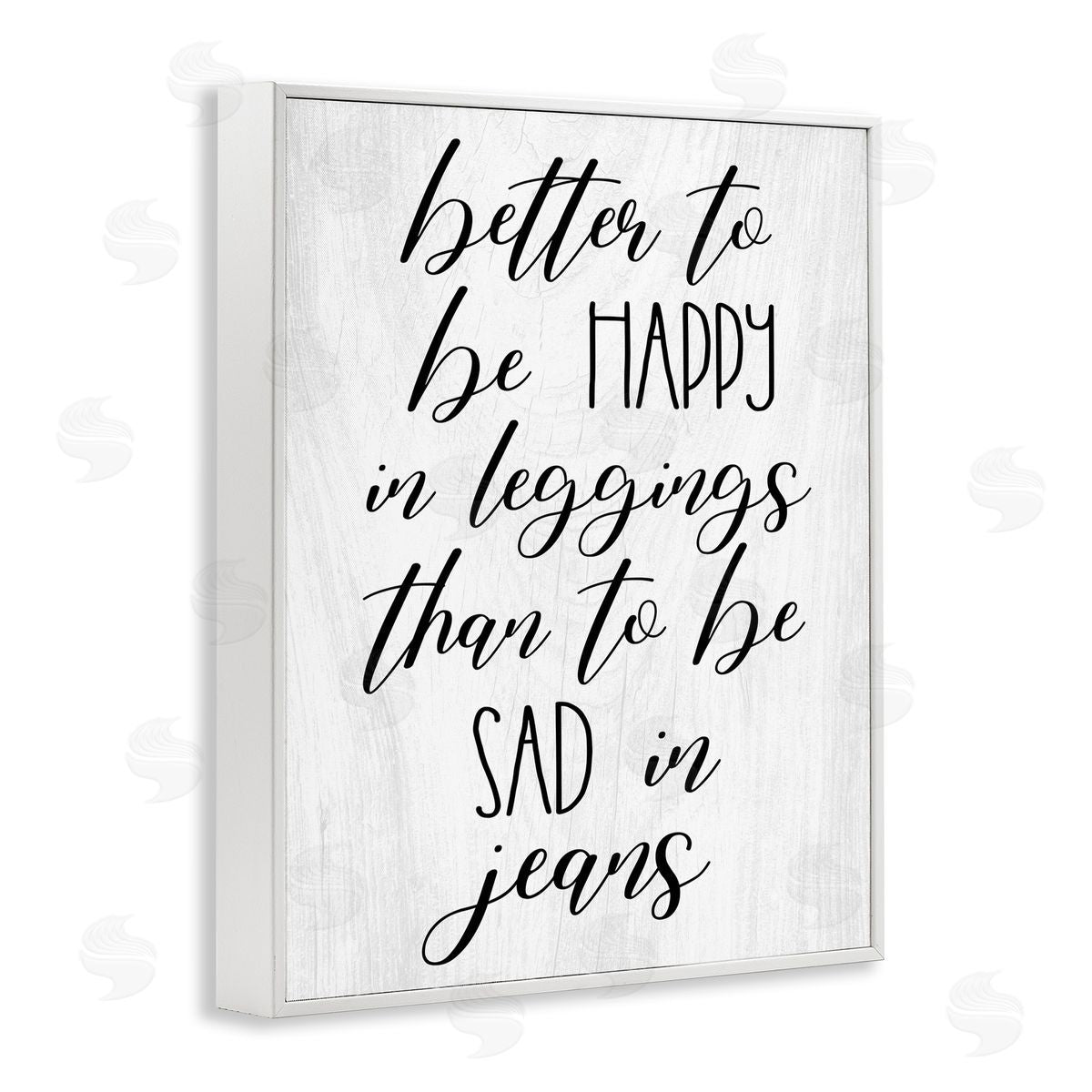 Stupell Studio Happy In Leggings Funny Fashion Calligraphy Saying White Framed Giclee Wall Art Print