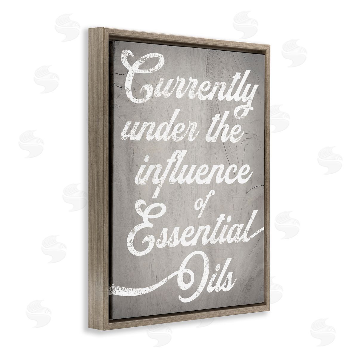 Stupell Studio Witty Essential Oils Humor Vintage Text Brown Floating Frame Canvas Wall Art Print