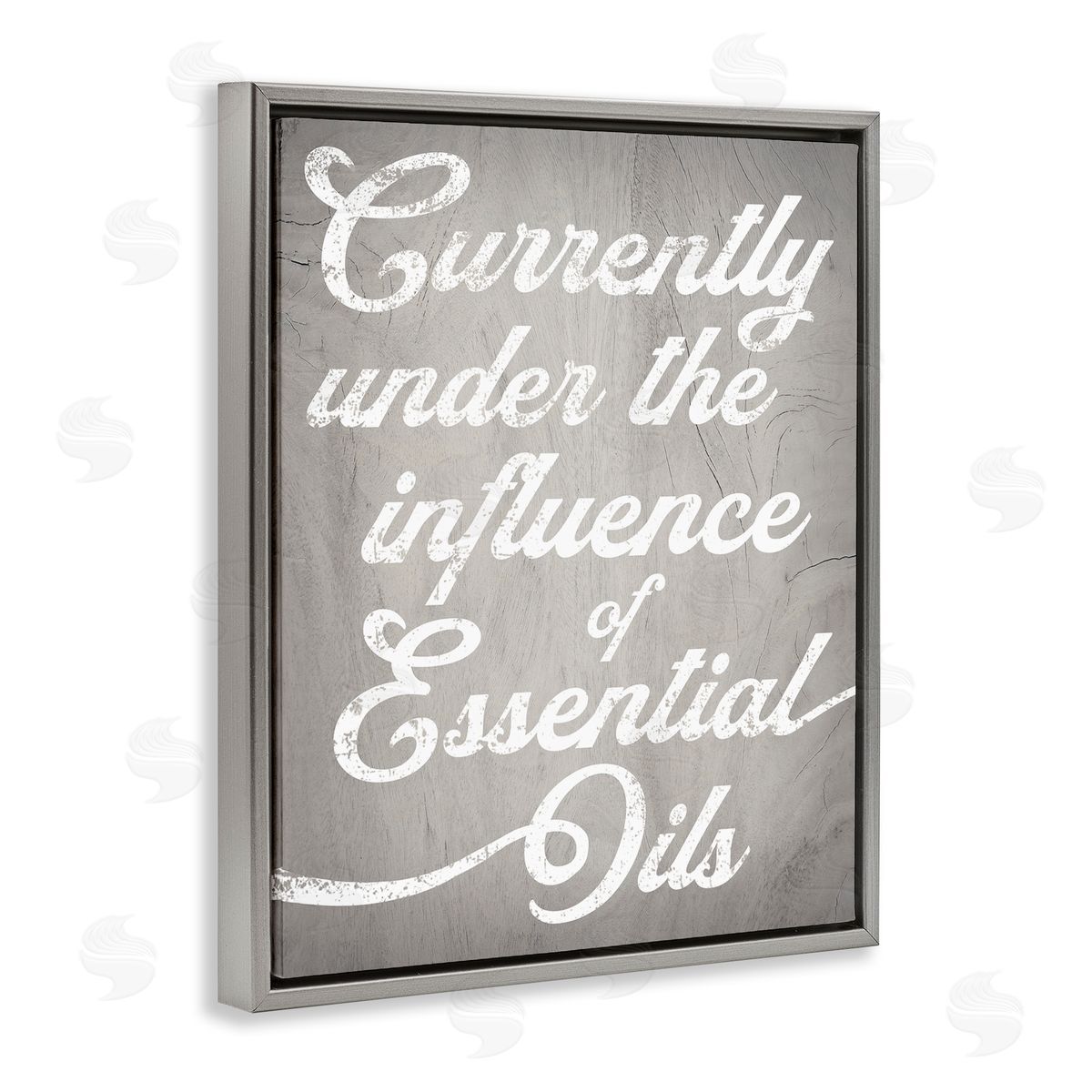 Stupell Studio Witty Essential Oils Humor Vintage Text Gray Floating Frame Canvas Wall Art Print