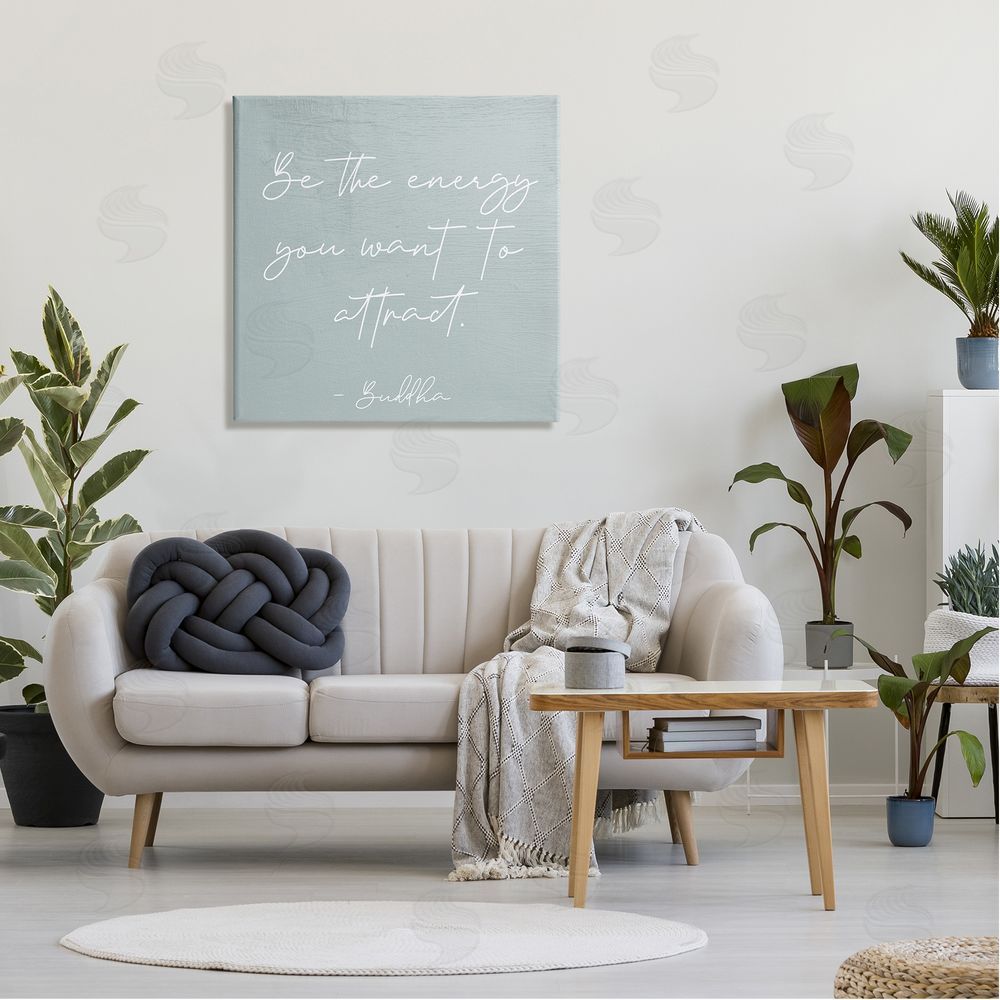 Stupell Studio Inspirational Buddha Sentiment Motivational Phrase Calligraphy Canvas Wall Art in Room