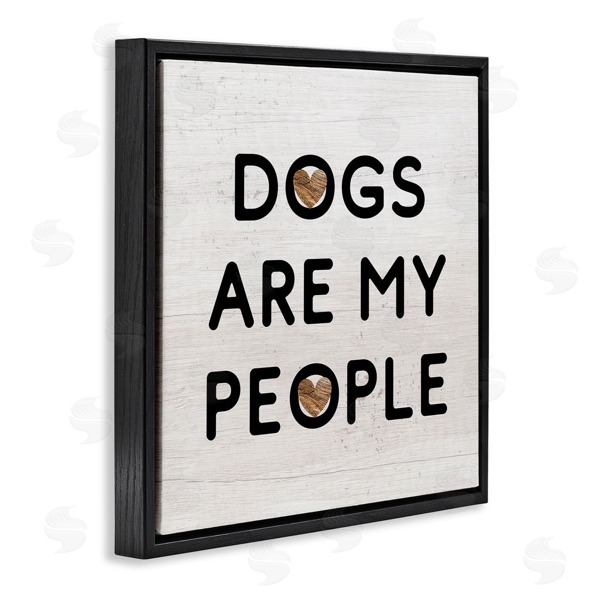 Stupell Studio Dogs Are My People Animal Lover Grain Pattern Black Floating Frame Canvas Wall Art Print