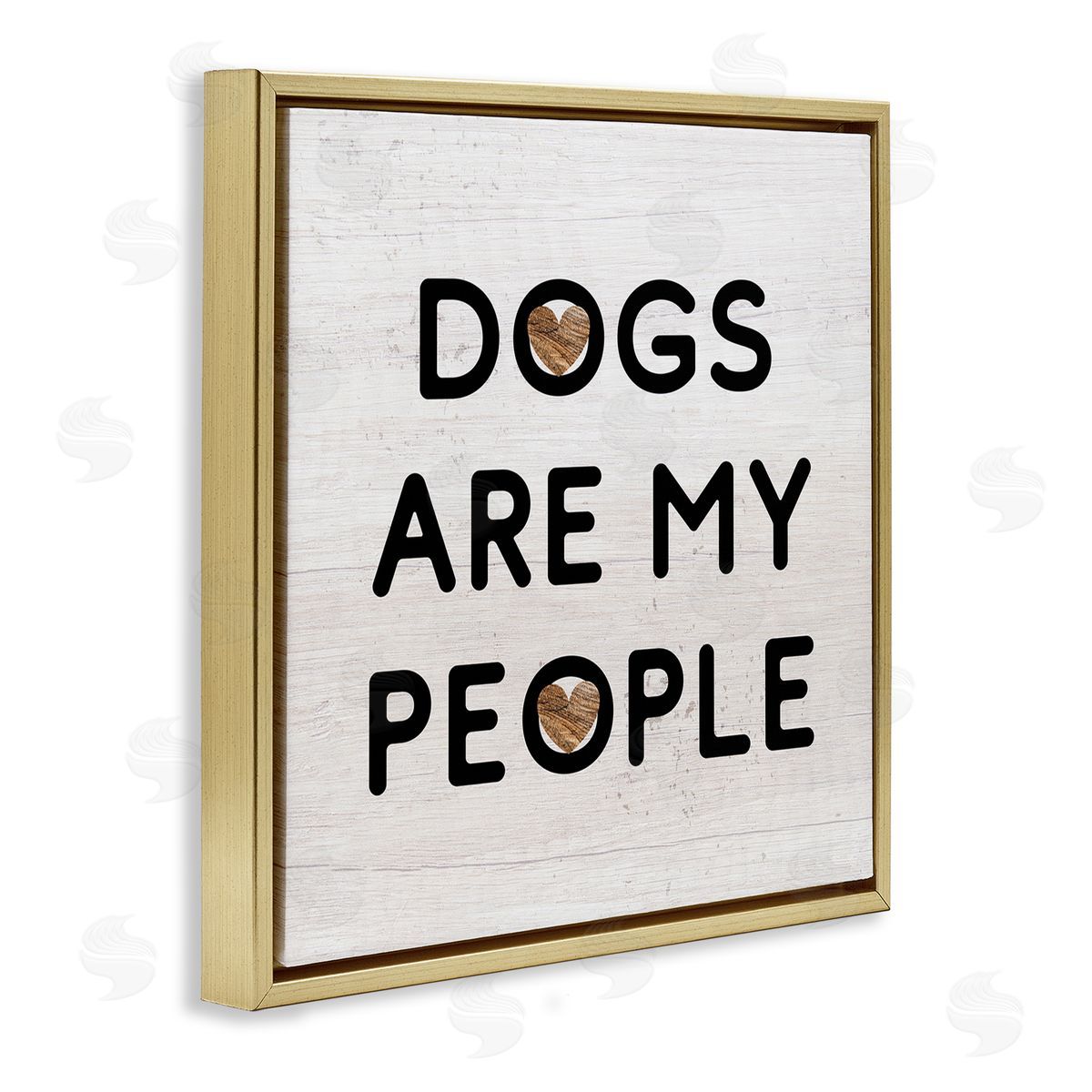 Stupell Studio Dogs Are My People Animal Lover Grain Pattern Gold Floating Frame Canvas Wall Art Print