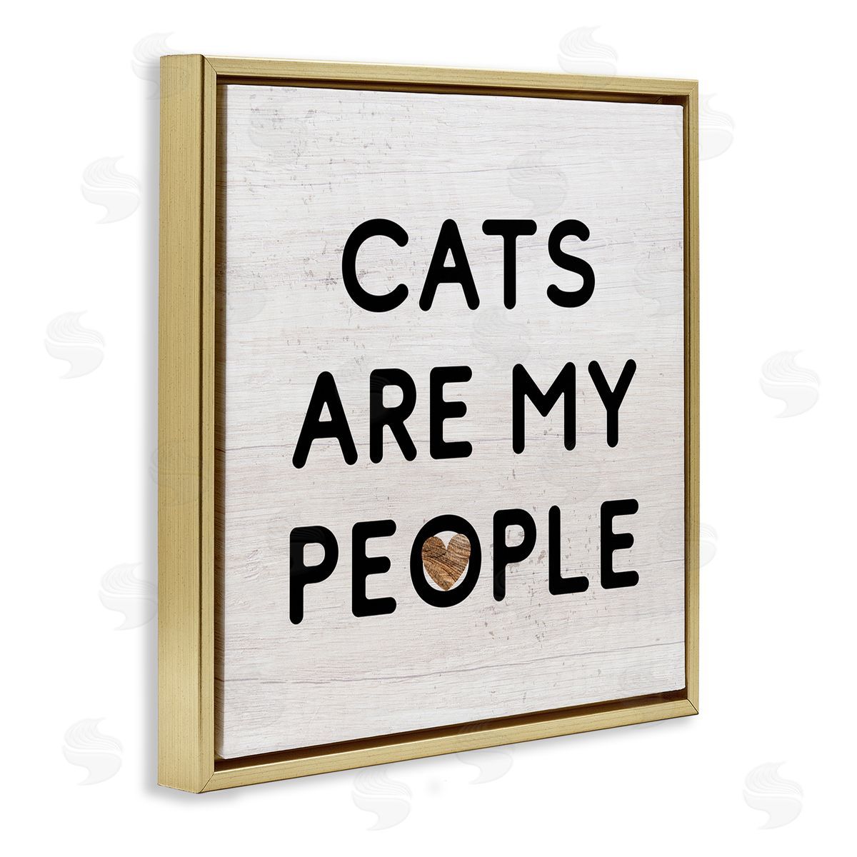 Stupell Studio Cats Are My People Rustic Heart Symbol Text Gold Floating Frame Canvas Wall Art Print