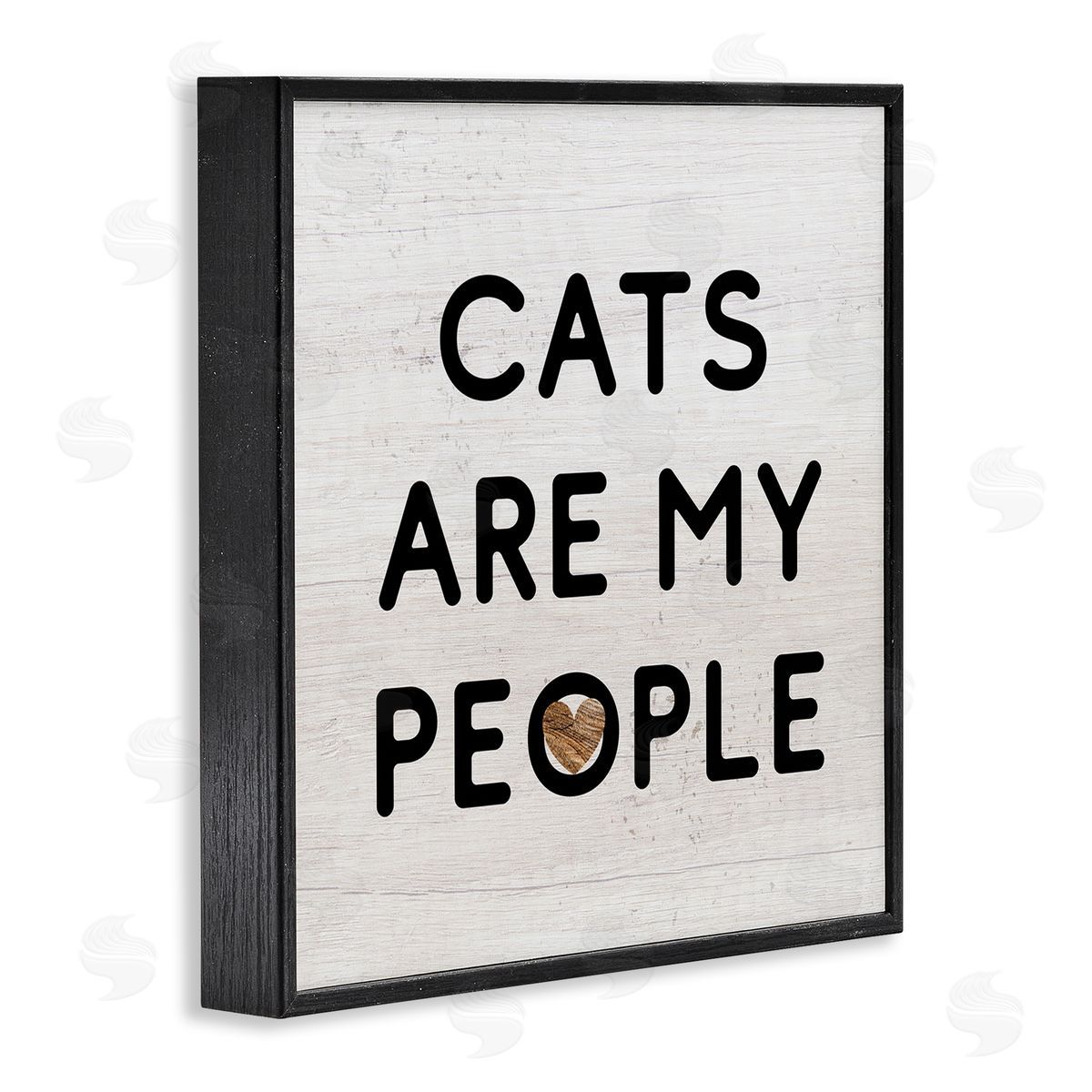Stupell Studio Cats Are My People Rustic Heart Symbol Text Black Framed Glicee Wall Art Print