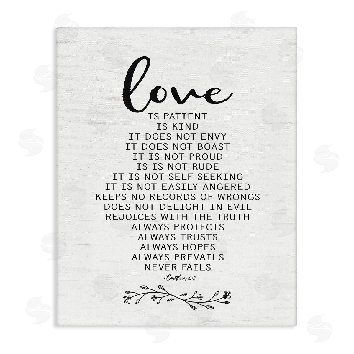Lettered and Lined Love is.. Uplifting Heartfelt Quote Spiritual Scripture Stretched Canvas Wall Art Print