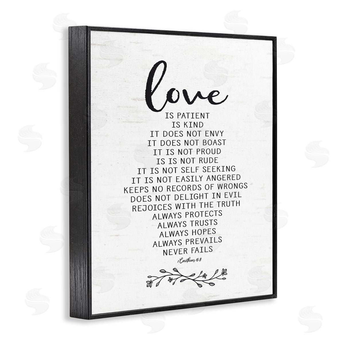 Lettered and Lined Love is.. Uplifting Heartfelt Quote Spiritual Scripture Black Framed Giclee Wall Art Print