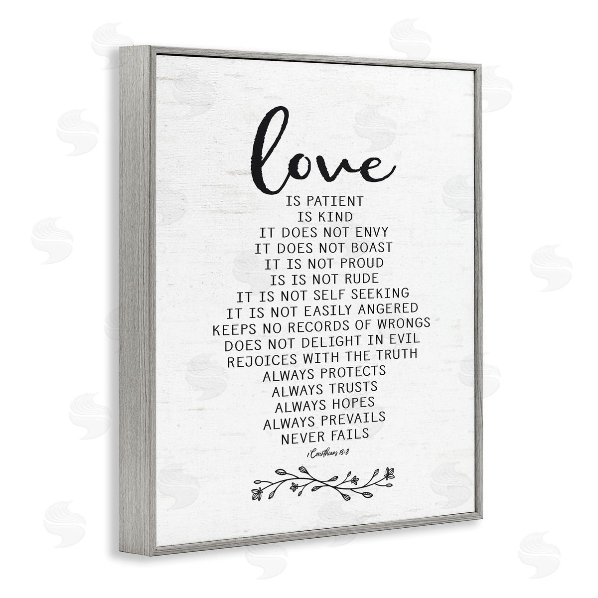 Lettered and Lined Love is.. Uplifting Heartfelt Quote Spiritual Scripture Gray Framed Giclee Wall Art Print