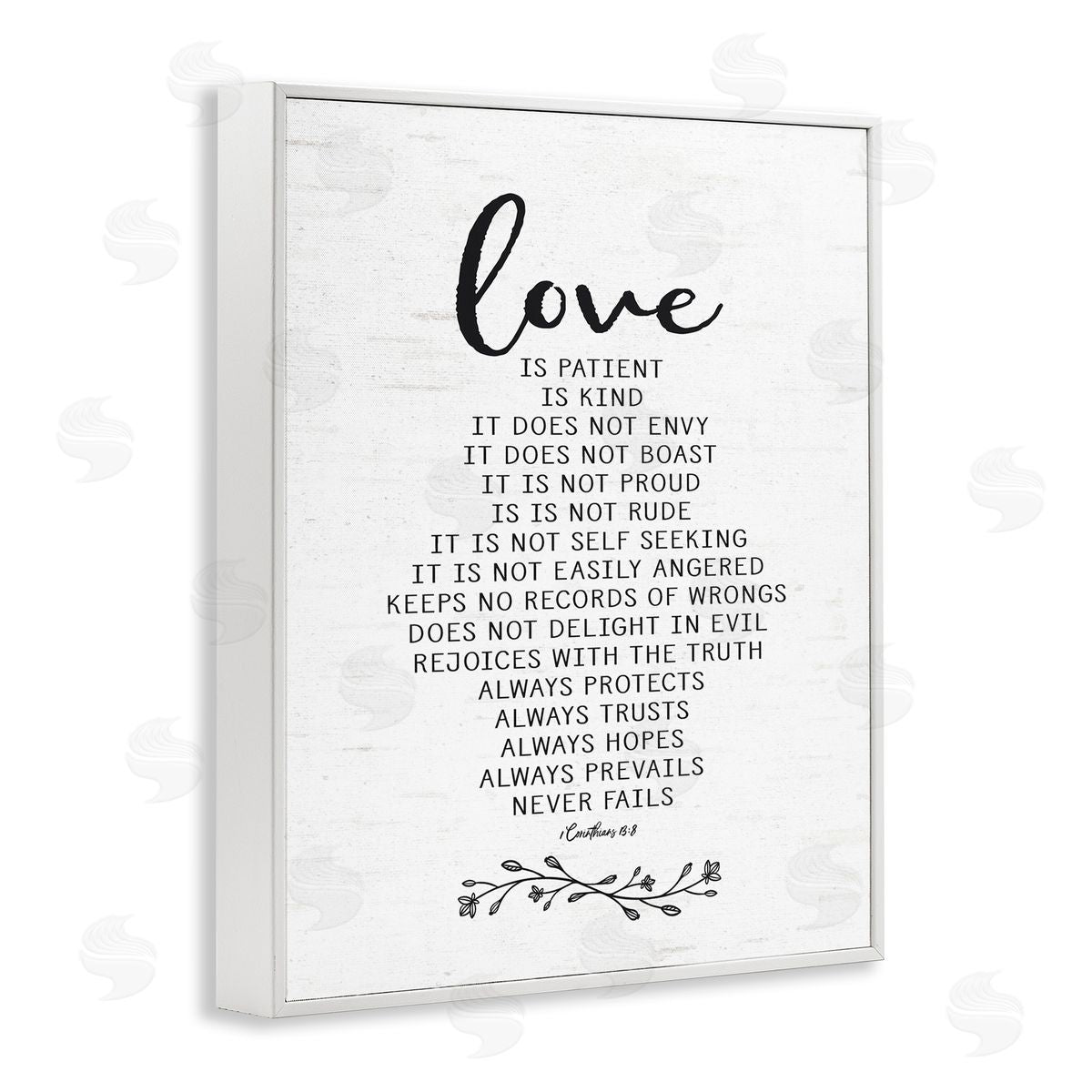 Lettered and Lined Love is.. Uplifting Heartfelt Quote Spiritual Scripture White Framed Giclee Wall Art Print