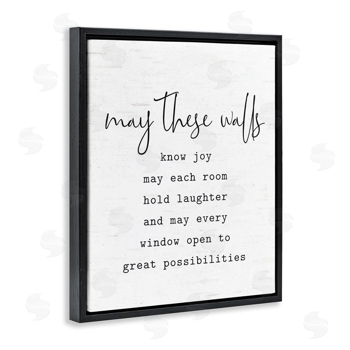 Lettered and Lined Loving Home Quote Heartfelt Family Birch Pattern Black Floating Frame Canvas Wall Art Print